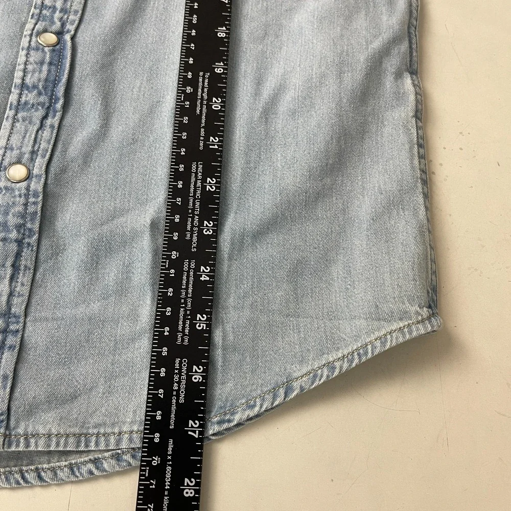 Levis Shirt Mens Small Blue Denim The Western Pearl Snap Yoke Cowboy Ranch Rodeo